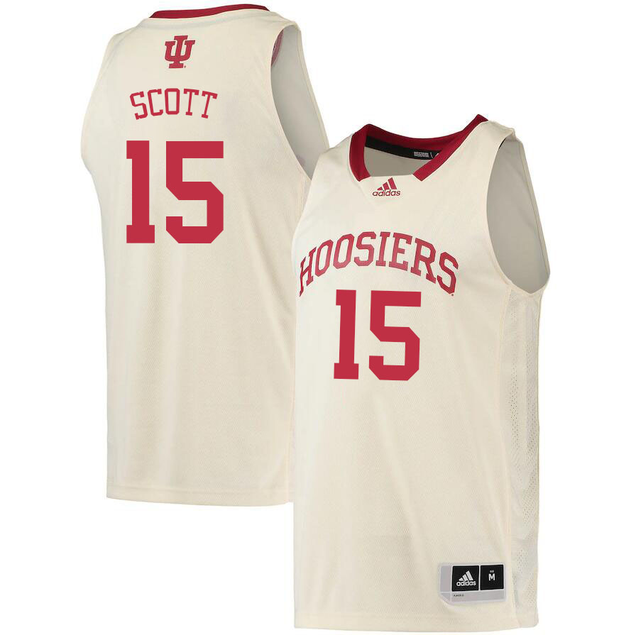 Men #15 Sebastien Scott Indiana Hoosiers College Basketball Jerseys Sale-Cream - Click Image to Close